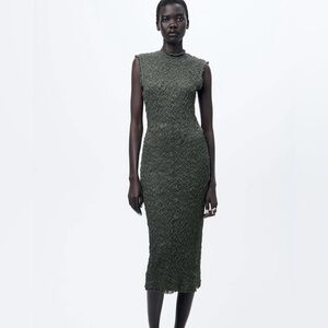ISO Zara Wrinkle Effect Green Grey Dress in S or XS